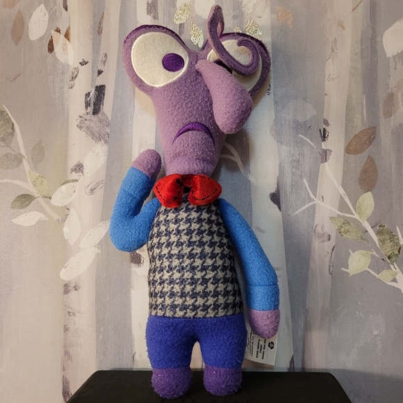 Fear DISNEY Inside Out Movie Purple Character Plush With Red Bow Tie - Picture 14 of 16